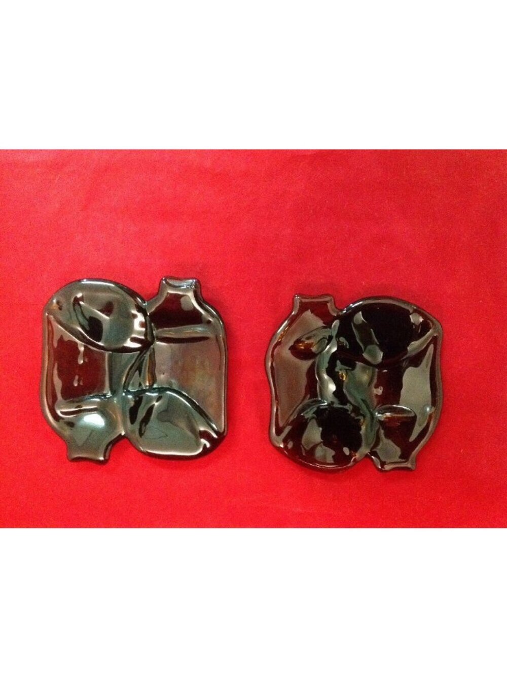 Two 1968 Signed Vintage Melted Glass Beer Bottles Ash Trays Y1 AM